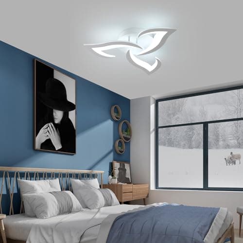 Comely Plafonnier LED, Luminaire Plafonnier 58cm 36W, Lustre Salon Moderne, Lampe de Plafond de Pétale pour Salon Chambre Cuisine Salle à Manger, Lumière Blanche Froide 6500K, Blanc