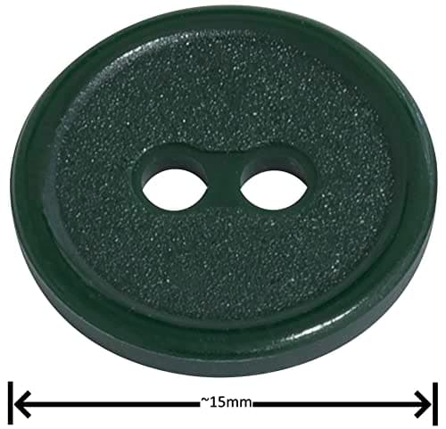 AERZETIX - C65545 - Lot de 50 Boutons à coudre ronds Ø15x2.2 mm avec bord à 2 trous L24 24L en plastique - couleur: vert foncé - diamètre de l'ouverture 2 mm - mercerie couture vêtements