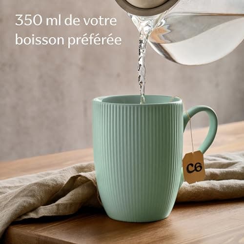 Cosumy Tasse à Café - Lot 6 Tasses à Café Couleur Pastelle - Modèle Unique - Céramique Mate - Résistant Micro-Ondes & Lave-vaisselle - Poignée Confortable