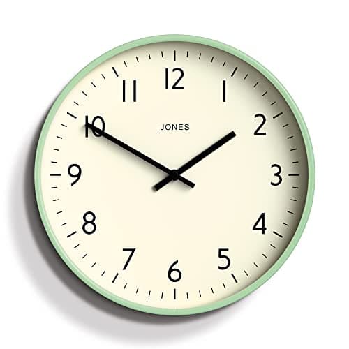 JONES CLOCKS®, Horloge Murale Studio, Monture en Couleur crème et Aiguilles Noires 30 cm (Néo Menthe)