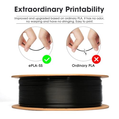eSUN PLA Filament 1.75mm, PLA Basic Précision Dimensionnelle +/- 0.05mm, Bobine de 1KG (2.2 LBS) Filament PLA Rapide pour 3D Imprimantes,Noir