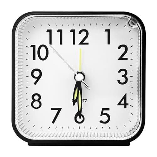 Nutabevr Réveil Analogique Silencieux sans Tic-Tac, Réveil Snooze avec Bouton supérieur, réveil Portable avec lumière et Fonction Snooze, Petite Réveil Voyage pour Chambre, Bureau, Voyage