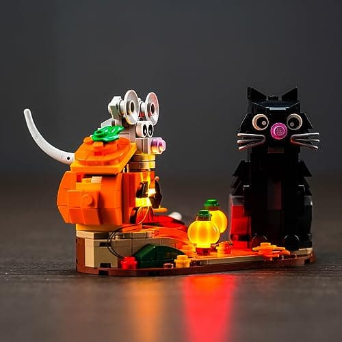 Kit de lumières LED pour Lego 40570 Halloween Chat et Souris (Pas de Lego), kit d'éclairage de décoration pour Lego Halloween Chat et Souris, Jouet créatif pour Adultes et Enfants