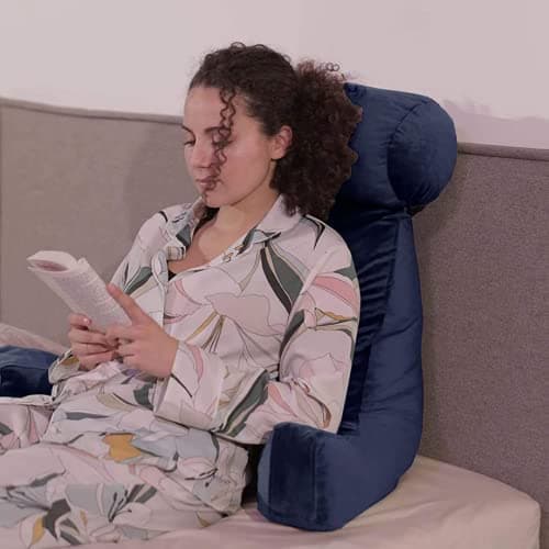 Bananair Coussin de Lecture - Doux et Confortable - Soutien Dorsale Optimale - Accoudoirs Pratiques et Assise Ergonomique - Oreiller de Lecture, Fauteuil de Lecture (Bleu)