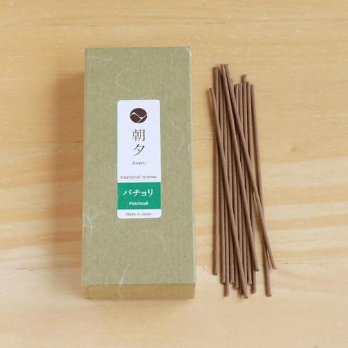 Asayu Japan Bâtons Encens Japonais Traditionnels Parfum Patchouli 40 g - pour Méditation, Détente, et Yoga - Fabriqué au Japon Artisanalements