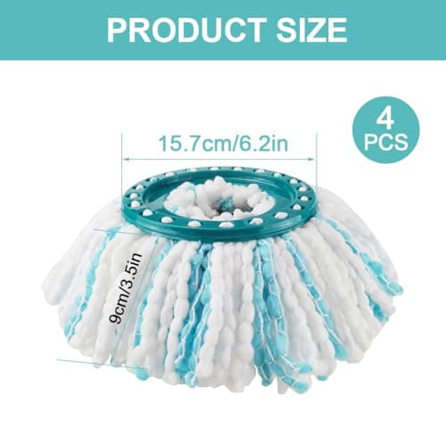 4 Pièces pour Leifheit Têtes de Rechange Clean Twist Disc Mop Micro Kit, Système à 2 Fibres Balai pour Leifheit Serpillière Franges de Remplacement, pour Tous Types de Sols