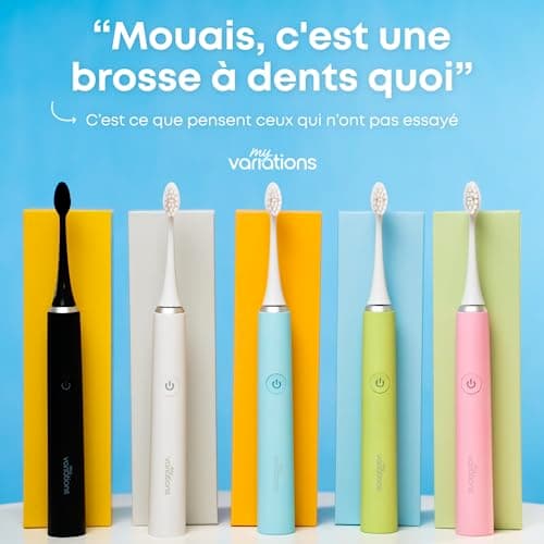 My Variations - Brosse à Dents Électrique Sonique - Rechargeable - 1 Mois de Batterie - 5 Modes de Brossage - Minuteur de 2 Min Intégré - 1 Manche et 1 Brossette (Rose)