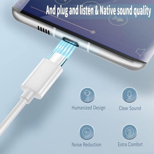 Casque USB C, Casque Filaire USB C pour iPhone 15, Casque de Type C avec Micro et contrôle du Volume, écouteurs stéréo HiFi de Type C pour Huawei Samsung Galaxy S24 S23 S22, i-Pad Pro, Pixel