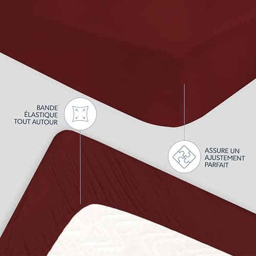 Dreamzie - Drap Housse 180x200 cm - Grand Bonnet 35 cm - Bordeaux | Microfibre Ultra Douce · Certifié OEKO-TEX · Linge de Lit 2 Personnes · Matelas Épais · Respirant · Entretien Facile