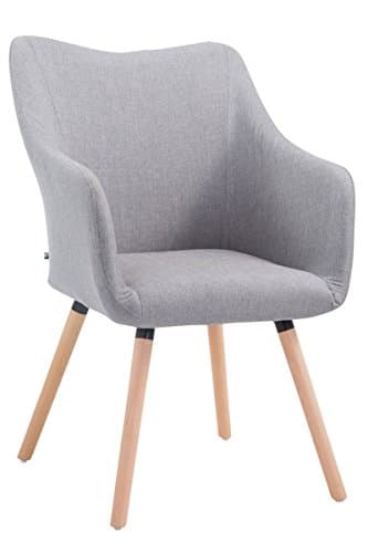 CLP Chaise De Salle A Manger McCoy V2 Tissu avec Accoudoir I Rembourrage Confortable I Fauteuil De Salon Piétement Bois I Chaise Scandinave, Couleur:Gris, Couleur du Cadre:Natura