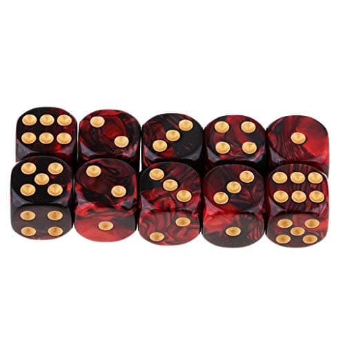 B Blesiya Set 10 Dés à Jouer 6 Faces en Résine Dice D6 D&D TRPG pour Jeux de Société Party Bar -16mm - Rouge + Noir