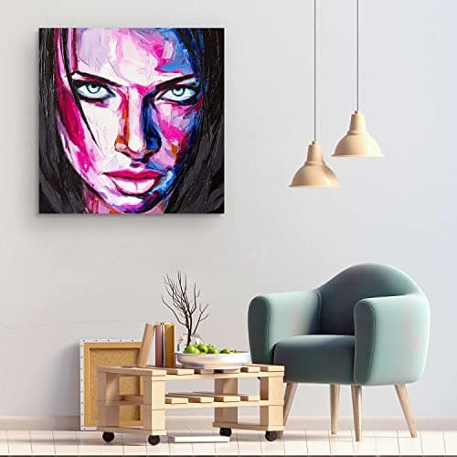 Startonight Impression Sur Toile Eva Femme, Séduisante Visage Peint - Tableau Abstrait - Decoration Murale Salon Moderne - Image sur Toile - 80 x 80 cm Effet Lumineux Nocturne