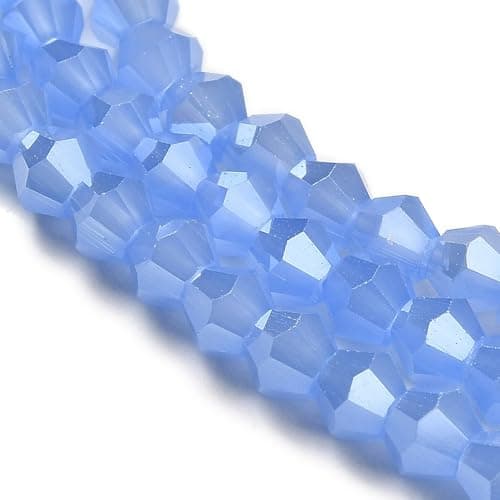 Perlin Paquet de 90 perles de cristal de Bohême, 4 mm, perles toupies, perles tchèques, perles de verre, perles toupies (bleu mat)