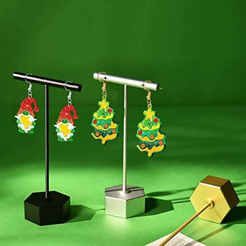 Pwsap 12 Pièces Nouveau Moulle Silicone Resine de Noël, Epoxy Bijoux Moule Avec 100 Crochets Boucles D'oreilles et Anneaux Saut Ouverts,Arbres Noël,étoiles Autres Formes Pour