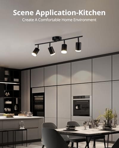 Bojim Plafonnier 4 Spots Orientables, GU10 Plafonnier Spots Pivotants, Moderne Spot de Plafond Noir Mat Luminaire Plafonnier pour Cuisine Couloir Salon Chambre Coucher, Sans Ampoule