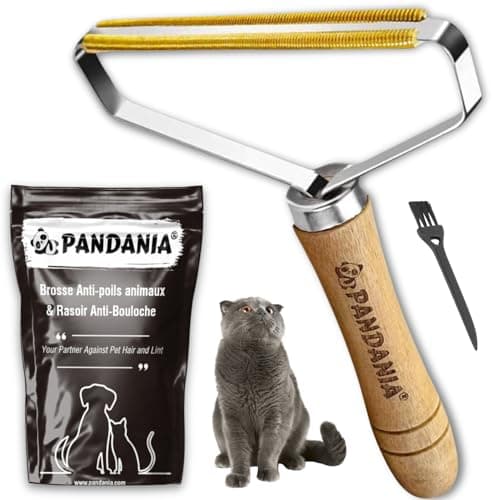 PANDANIA Brosse Anti Poils Tapis pour Chien et Chat - Rasoir Anti Bouloche Manuel, Raclette et Nettoyeur de Peluche Vêtements, Retire Poil Animaux Siège Voiture - Inclus Brossette de Nettoyage