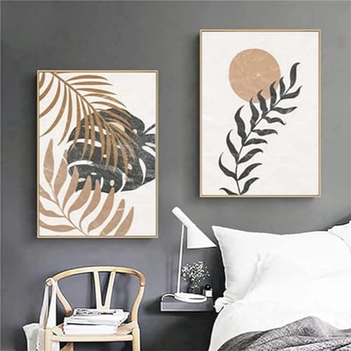 Lot de 3 images esthétiques de plante, décoration bohème, art abstrait, style bohème, sans cadre, 05, 70 x 100 cm