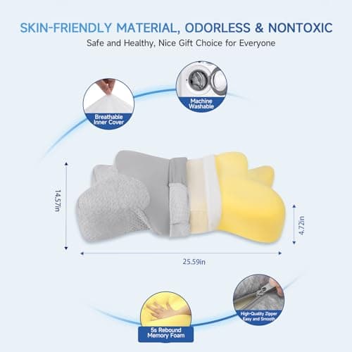 jiaao Oreiller Ergonomique Cervical, Oreiller Memoire Forme pour Les Dormeurs sur Le côté, Le Dos et Le Ventre, Coussin Orthopédique Oreiller Cervicales pour Le Soulagement des Douleurs, 65x37x12 cm
