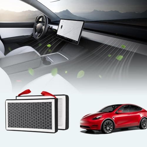 BASENOR Tesla Model 3 Model Y filtre à air de cabine HEPA filtre de remplacement charbon actif Tesla accessoires ensemble de 2 2019-2024