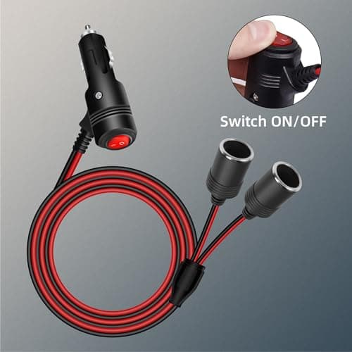 RIIEYOCA Adaptateur répartiteur allume-cigare 12 V 24 V avec interrupteur marche/arrêt, allume-cigare de voiture 1 mâle vers 2 prises femelles Câble d'alimentation répartiteur en Y (1 m)