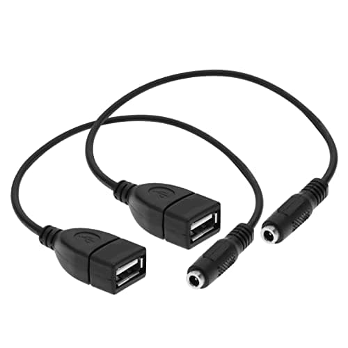 ECSiNG 2pcs Câble de Port USB Femelle vers DC 3.5x1.35mm Cordon de Charge d'alimentation DC 5V USB 2.0 Femelle à Cordon d'alimentation Femelle DC accessoires Électriques 28cm