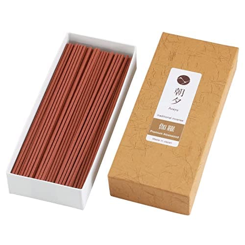 Asayu Japan Bâtonnets d'Encens Japonais Traditionnels au Parfum Bois d'Aloès 40g, Ideal pour la Méditation du Soir, la Détente ou Le Yoga, Fabriqué à la Main au Japon