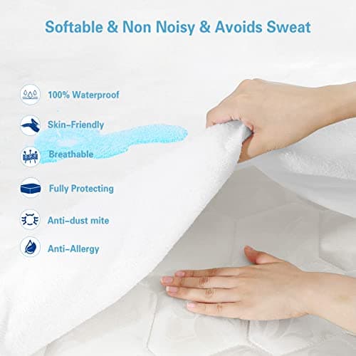 Beedsooth Protège Matelas Imperméable 140x200cm, Alèse Respirant Coton avec 4 Coins Elastiques Anti-Acarien, Hypoallergénique Silencieux