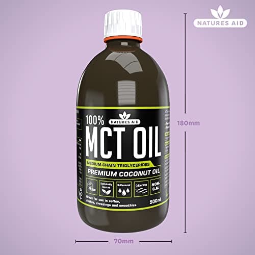 Natures Aid Huile 100 % TCM de, huile de noix de coco de qualité supérieure, provenant de sources durables, ajouter aux cafés ou milk-shakes, convient aux végétaliens, 500 ml