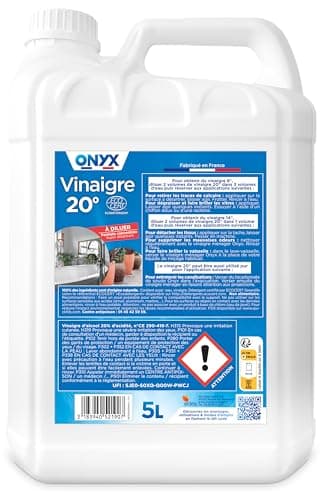 Onyx - Vinaigre Concentré 20° - Détartrant - Nettoyant - Pour la Maison et les Extérieurs - Facile à Diluer - Ecocert - 100% d'Ingrédients d'Origine Naturelle- Fabrication Française - 5L