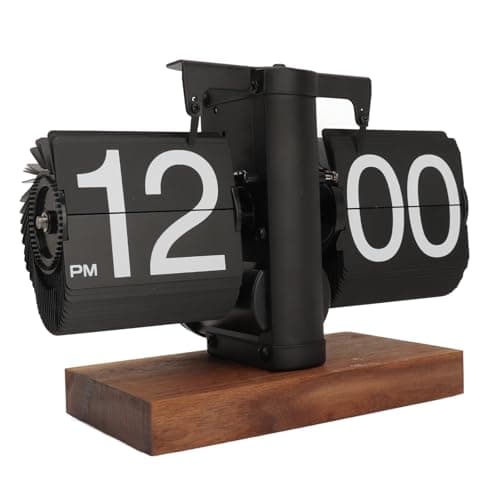 ciciglow Horloge à Bascule, Horloge Numérique Rabattable Simple Face Rétro Horloge Mécanique Automatique à Bascule Horloge de Bureau pour la Maison Salon 12 Heures (Black)