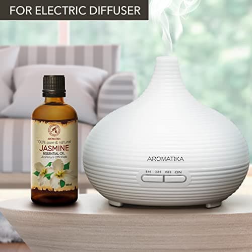 Huile Essentielle de Jasmin - 100ml - Jasminum Officinale - Huiles Essentielles Aromathérapie pour Diffuseurs - Visage - Sauna - Détente - Apaisant - Huiles de Bain - HE Jasmin