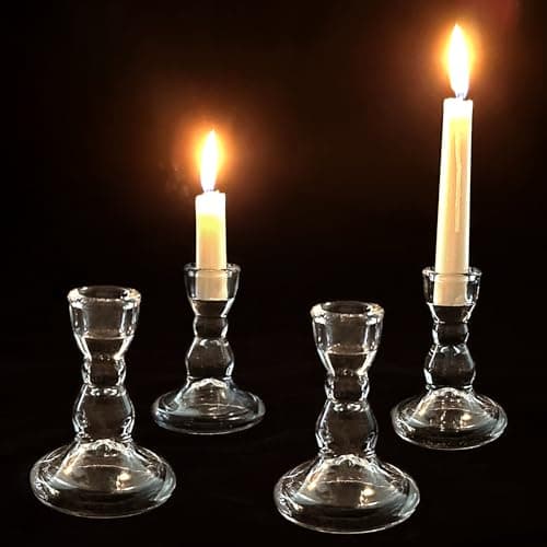 lalago LALAGO 4 pièces. Bougeoir pour Bougies en bâton, bougeoir en Verre, Bougie Transparente, Bougies de Table, Bougies en Verre, bougeoir en bâton pour Bougies de Table, Bougies d'arbre