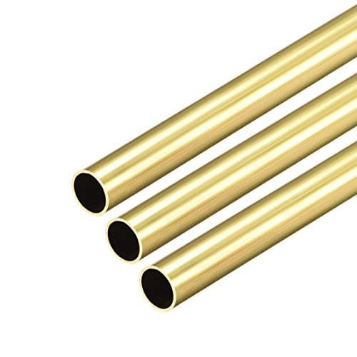 sourcing map Tube Laiton Rond 300mm Longueur 8mm Diamètre Externe 0.5mm Paroi Épaisseur Sans Couture Droit Tuyau 3 Pcs