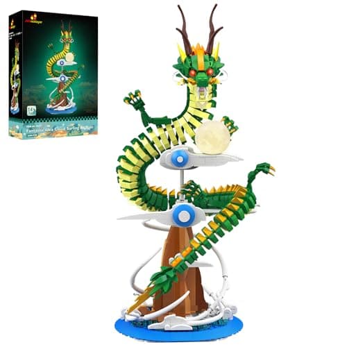 JMBricklayer Ensemble de construction dragon pour adultes, kit de dragon cool avec lumières 70007, collection de modèles ou décoration de bureau à domicile, jouets de construction cadeau pour garçons,