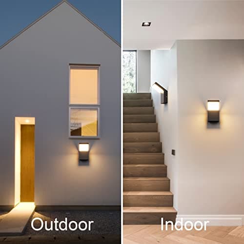 Klighten 24W Applique Murale LED Extérieure Intérieur, Éclairage Mural Imperméable IP54, Lampe Extérieure Aluminium Moderne pour Terrasse Entrée Jardin, 1500 Lumen, Noir, Blanc Chaud 3000K