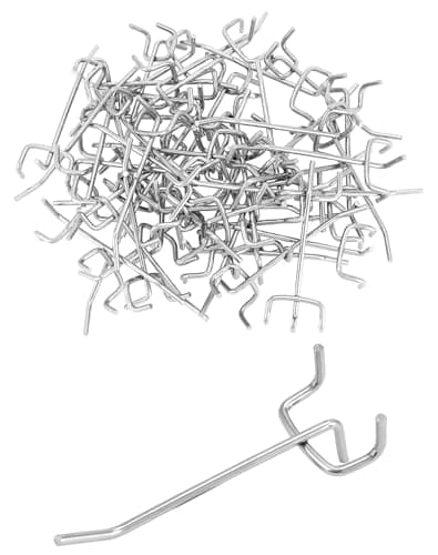QWORK® 60X Crochet pour Panneau Perforé Mural, Acier Massif de 5 mm avec Revêtement Antirouille, pour les Garages, Remises à Outils, Ateliers(10 cm)
