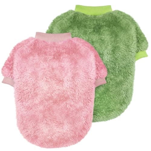 Idepet 2pcs Chien Pull Animaux de Compagnie Pull,Chaud Chiot Sweatshirt Chien Manteau Pyjama vêtements pour Chats tricoté Chien Body Chihuahua Chiot Teckel York vêtements (Vert Poudre, M)