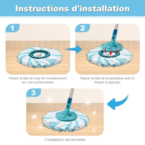 Têtes de Rechange Balai Serpillère Compatible avec Leifheit Clean Twist Disc Mop, Chiffons de Franges de Remplacement en Microfibres