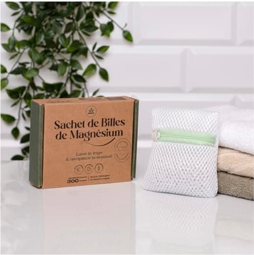 Moonizip Lessive Ecologique, Economique, Hypoallergénique - Réutilisable 300/350 fois - Sachet de billes de magnésium - Lave & remplace la lessive - Sans Détergent Sans Parfum (1 Sachet)
