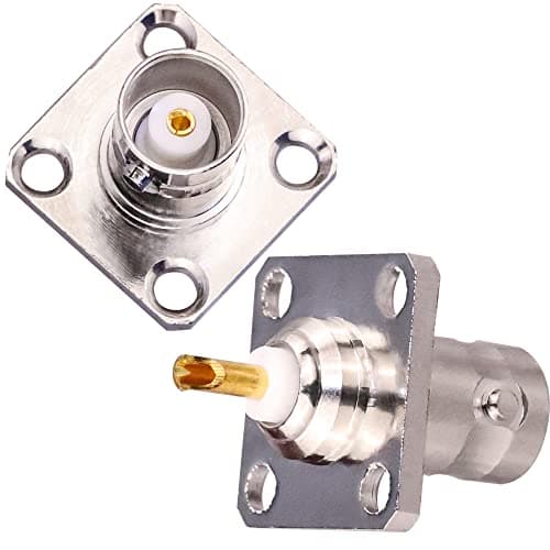 TUOLNK 2 Pack BNC Femelle 4 Trous Panneau À Bride Montage Sur Châssis Connecteur À Souder Coaxial RF Adaptateur Coaxial Convertisseur pour Câble Coaxial/Périphériques Lan Sans Fil