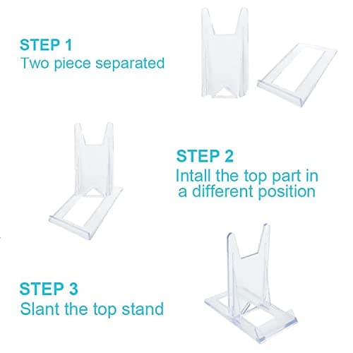 XSEXO 12 PCS Support de Présentation Réglable Transparent Supports de Plaque Affichage en Plastique Chevalets Transparents Présentoir de Livre pour Menu, publicité, Assiette, Photo