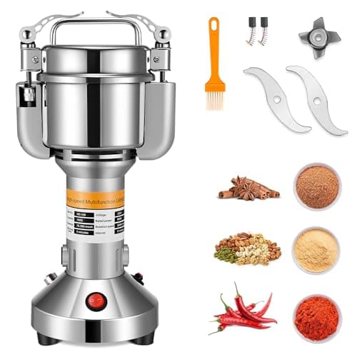 Moulin à Céréales Électrique, Couleeur 150g Haute Vitesse Broyage Moulin à Épices Moulin Epices Grinder Électrique avec 3 Lames en Acier Inoxydable Machine à Poudre pour Céréales Herbes Épices Noix