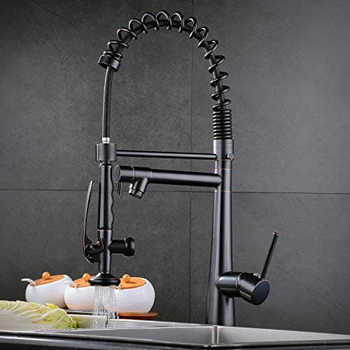 Noir Robinet Cuisine avec Douchette Extractible 2 Fonctions Bec pivotant à 360° Robinetterie à ressort En Laiton Mitigeur évier