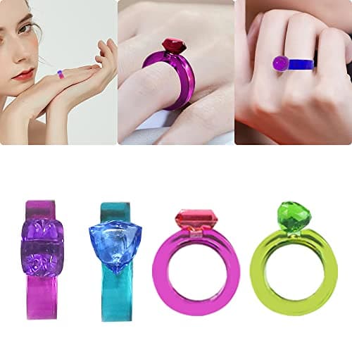 Lot de 2 moules en silicone AIFUDA pour résine époxy, anneaux en diamant avec tailles 6-12# et 8 tailles différentes, fabrication de bijoux