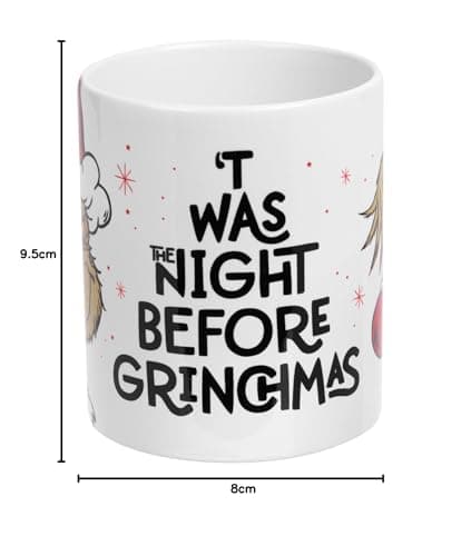 United Labels Grinch Tasse 320 ml, Tasse à café Twas the night before Grinchmas, Tasse à café en céramique, Tasse de Noël drôle