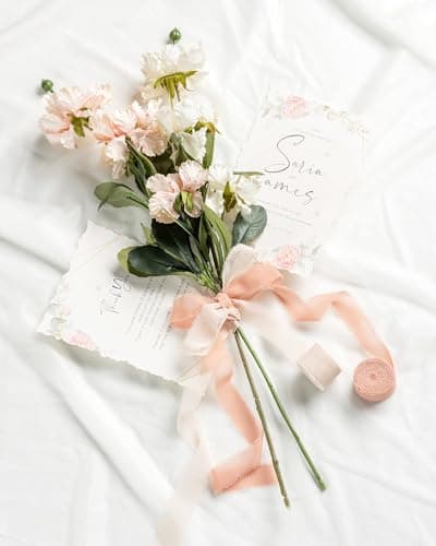 MORSUNBELA Ruban Vert foncé, Ruban Cadeau 25 mm x 4, 5 mètres de Ruban à Franges en Mousseline de Soie pour Invitations de Mariage, Bouquets de mariée, Emballage Cadeau