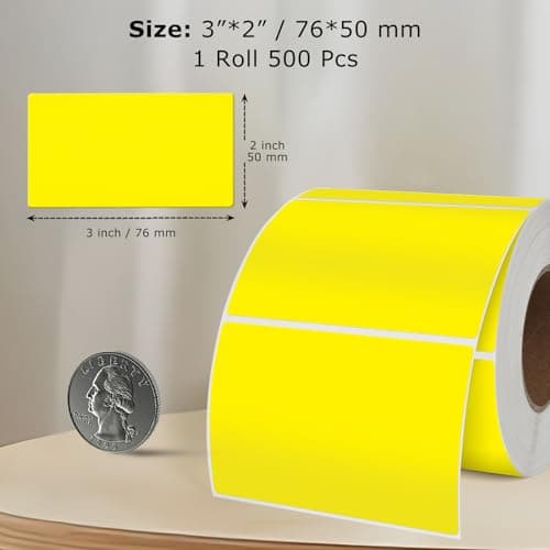 YIKIADA Lot de 500 étiquettes autocollantes en vinyle - Jaune - 50 x 76 mm - Étanche - Pour déménagement, bureau, entrepôt, maison