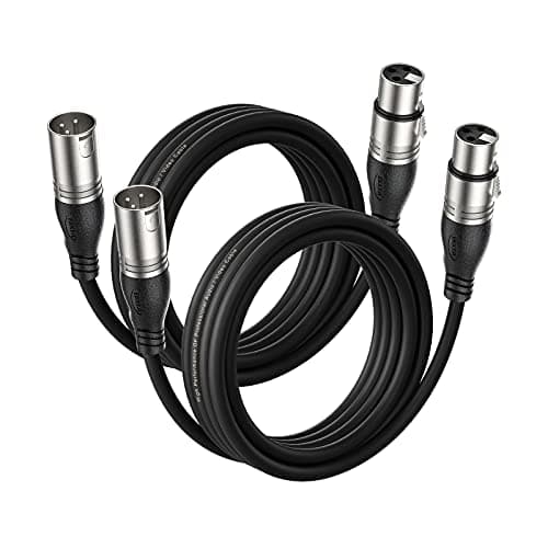 EBXYA Câble XLR Câble de microphone 3M 2Pack - Câble XLR équilibré 3 broches mâle à femelle Câble DMX Câble de raccordement XLR