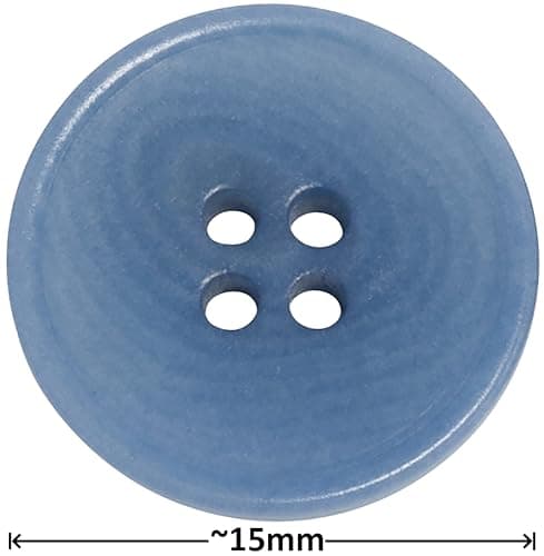 AERZETIX - C74133 - Lot de 10 Boutons à coudre ronds Ø15x2 mm à 4 trous 24L L24 - couleur bleu - en plastique - ouverture 1.5 mm - loisir créatif mercerie couture vêtements