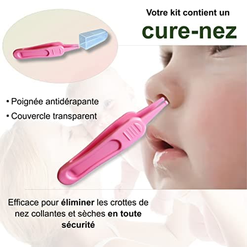 Kit complet de soin nasal - Seringue nasale bebe - mouche bebe - 3x seringues + 5x embouts en silicone + cure-nez + brosse de nettoyage - mouche bebe manuel - seringue mouche bebe - pipette nez bébé